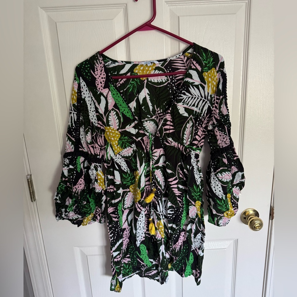 Blue Island Floral Print Blouse